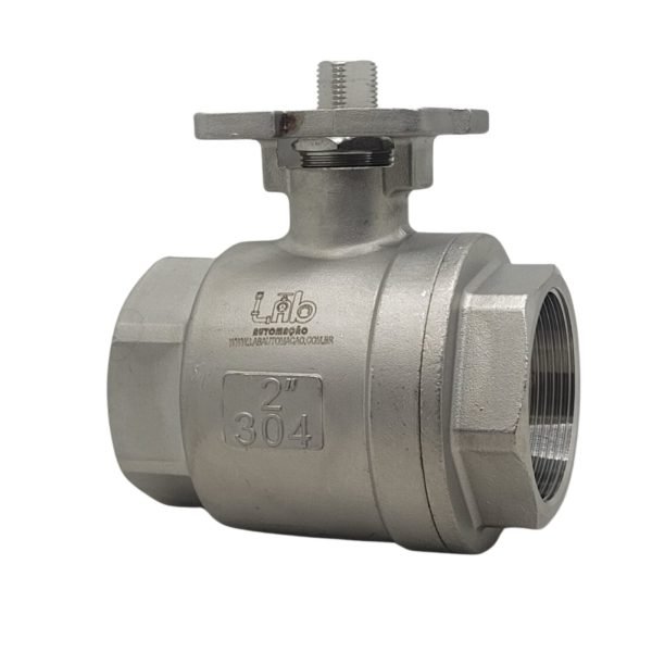 Válvula Esfera monobloco 2 Vias 2″ Inox 304 Com Base P/ Atuador