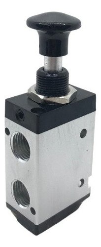 Válvula pneumática 3/2 vias acionamento botão trava 1/4 bsp