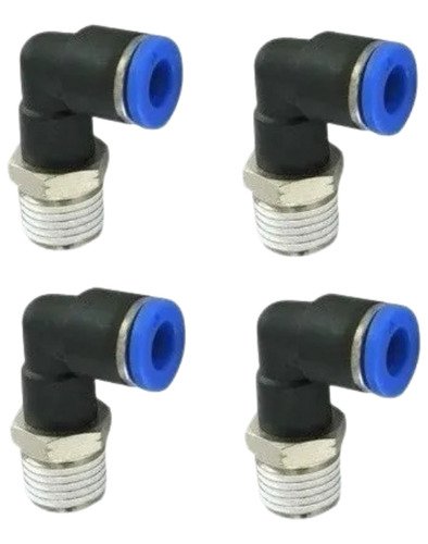 Conexão pneumática cotovelo macho 1/2 npt x 6mm tubo – 4 pçs