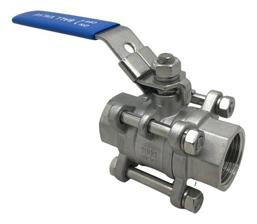Válvula esfera tripartida alavanca inox 304 rosca 1.1/2 pol