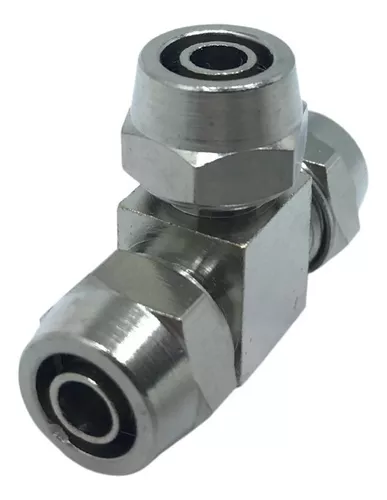 Conexao uniao em t de metal para tubo 8mm dois toques