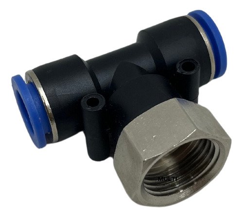 Conexão pneumática tee rosca fêmea bsp 1/8 x tubo pu 8mm