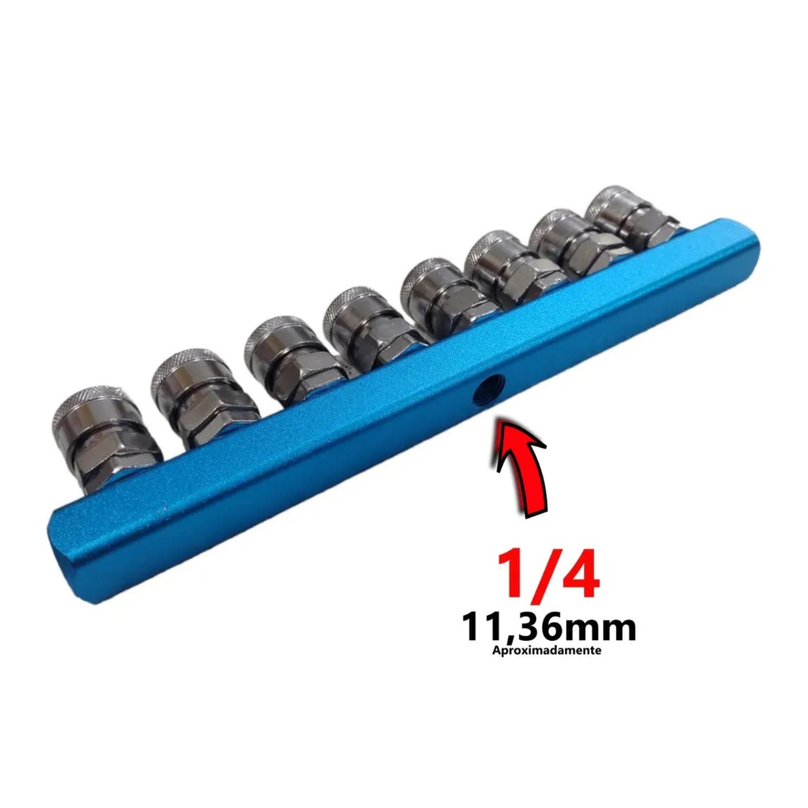 Engate Rapido múltiplo Com Rosca Femea De 1/4 Para Pino De 1/4 - REGUA COM ENGATE 8F COM SM20 - Imagem 2