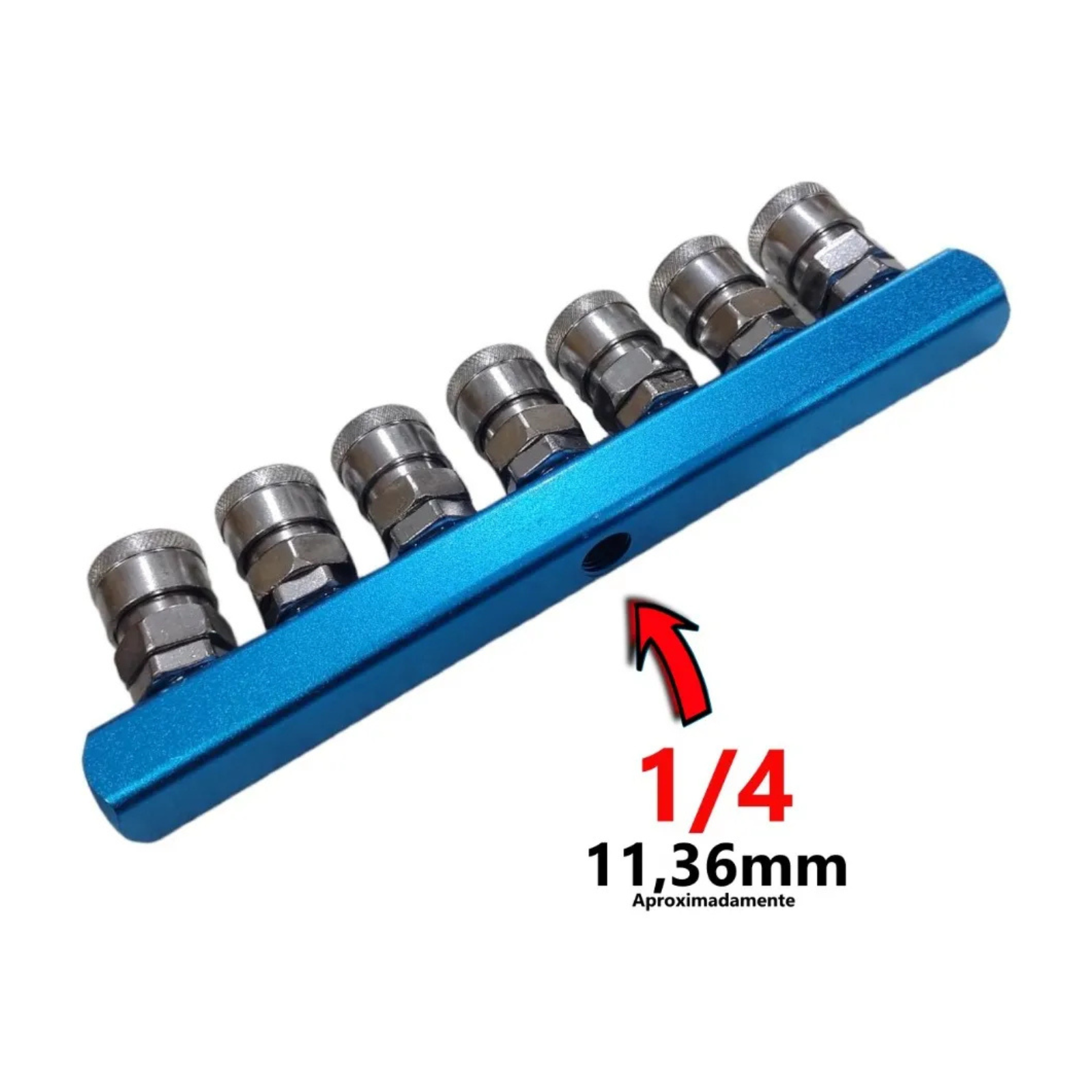 Engate Rapido múltiplo Com Rosca Femea De 1/4 Para Pino De 1/4 - REGUA COM ENGATE 7F COM SM20 - Imagem 3