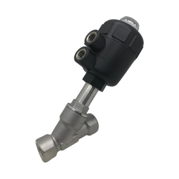 Válvula angular aço inox 2/2 vias simples ação rosca 2 pol