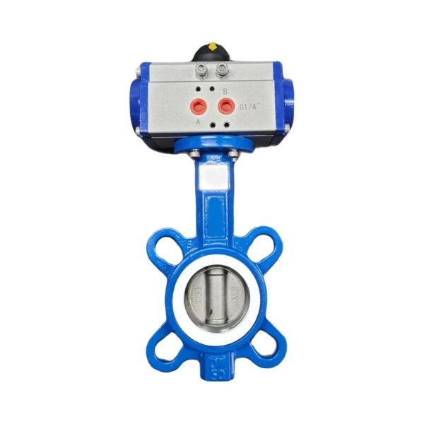 Válvula borboleta 2 polegadas wafer disco inox ved PTFE Com Atuador pneumatico