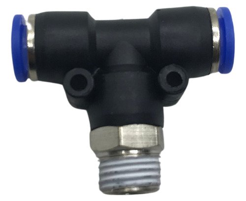 Conexão pneumática te 8mmx1/4 npt – macho central – 4 peças